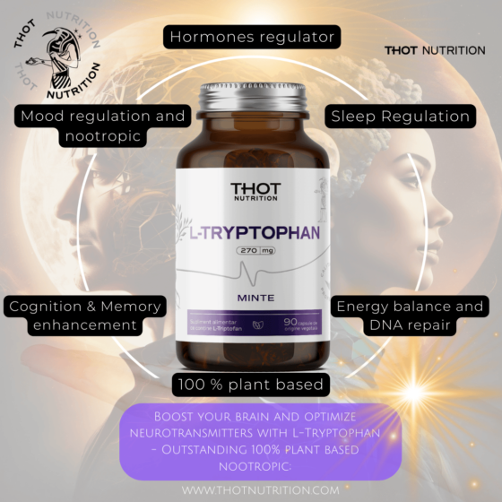 Boost your brain and optimize neurotransmitters with L-Tryptophan - Outstanding 100% plant based nootropic;